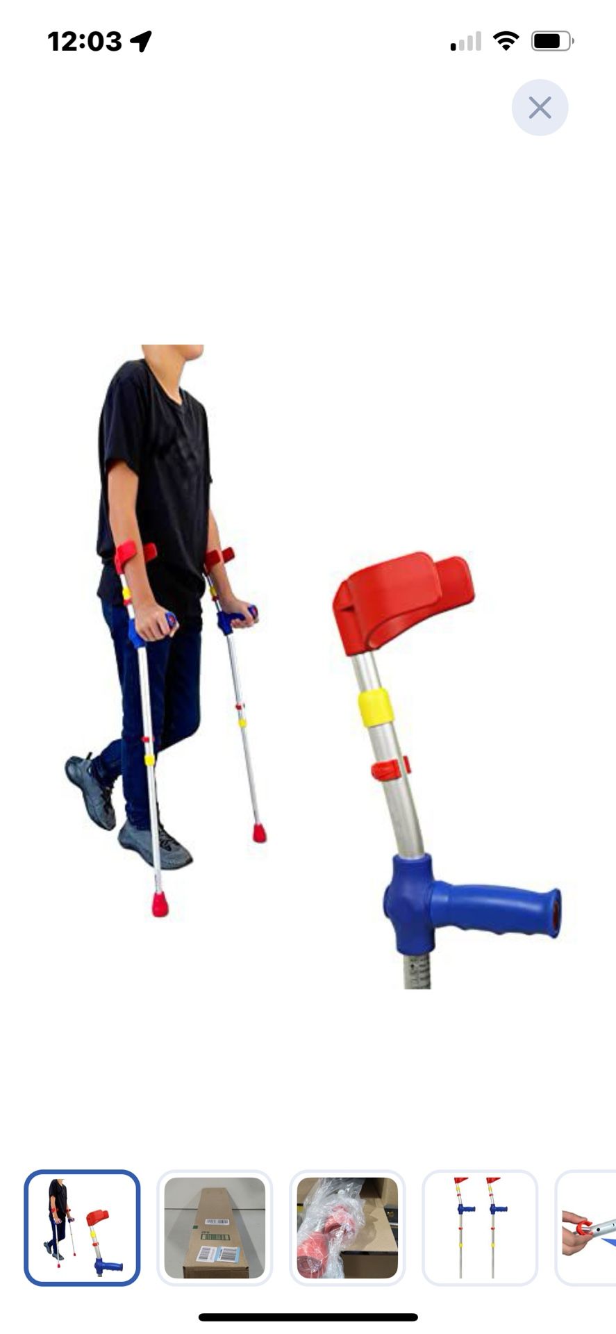 “New”Kids (2)Adjustable Forearm Crutches (retail$45)