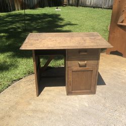 Vintage Oak Small Solid Wood Desk