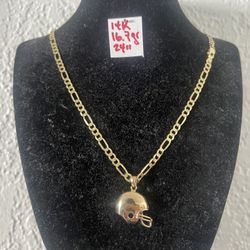 14K Solid Gold Chain and Pendant For Wedding 16.7Gr 24 Inches Long 