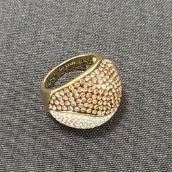 18k Yellow Gold & jewelry Bronze 2.00 Ctw Cognac And White Crystal Ring
