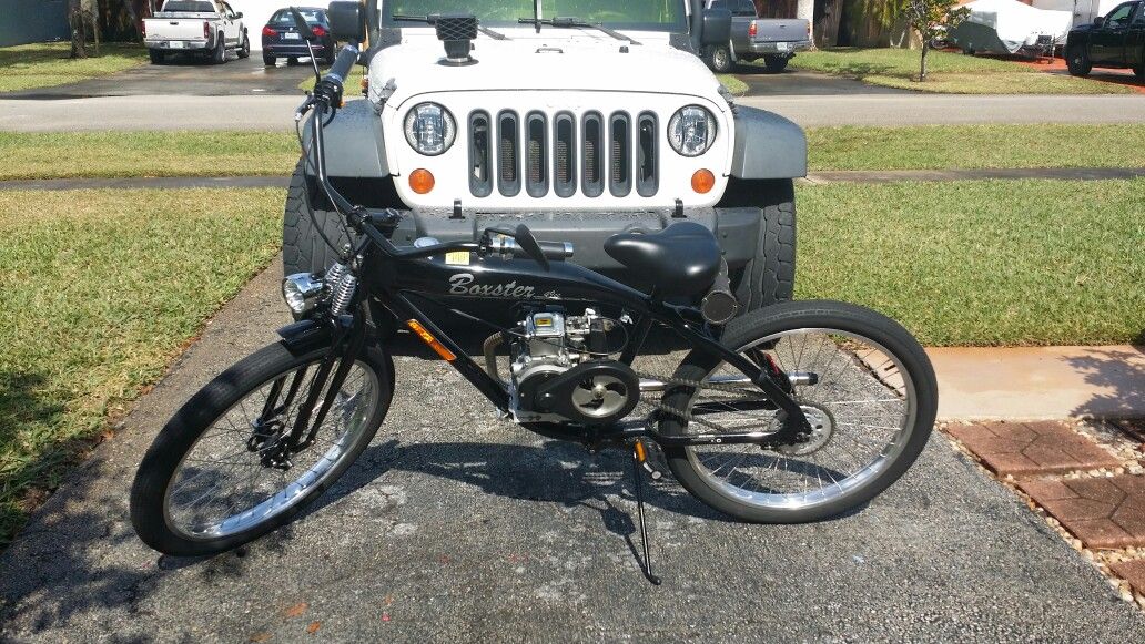 Motorized Gas Bicycle For Sale or Trade with 49cc 4-stroke motor and 26 inch aluminum frame.