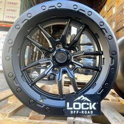 17” LOCK OFF-ROAD WHEELS IN STOCK MATTE BLACK AND BRONZE 800$ SET OF FOUR