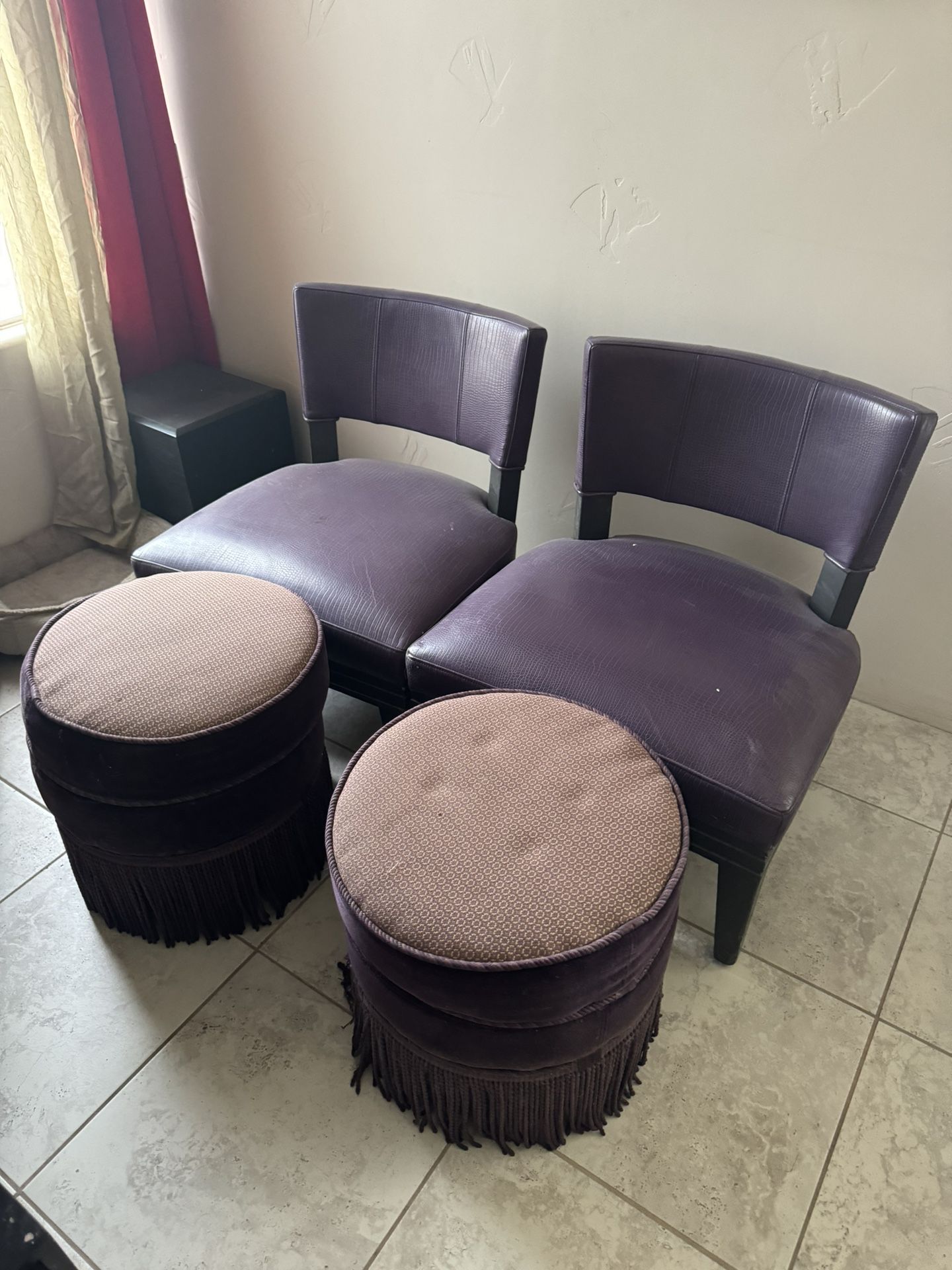 Leather Chairs With Stool