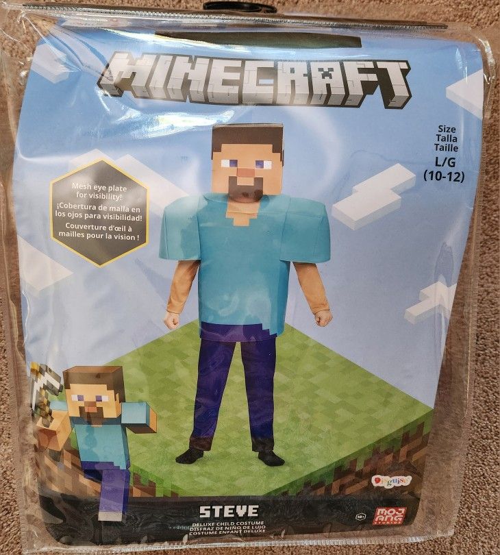 New Steve Classic Minecraft Costume, Large (10-12)