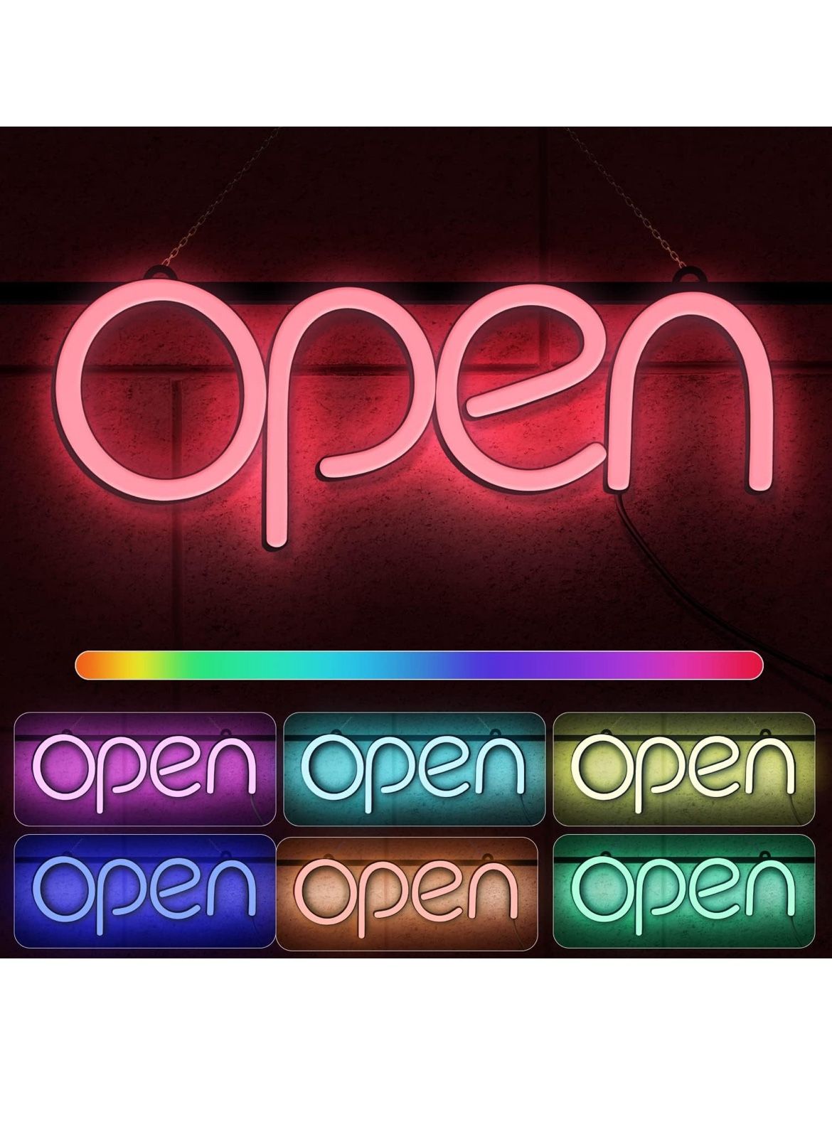 RGB Color Changing Open Neon Sign, 16x6 inches, Store Open Sign *BRAND NEW*