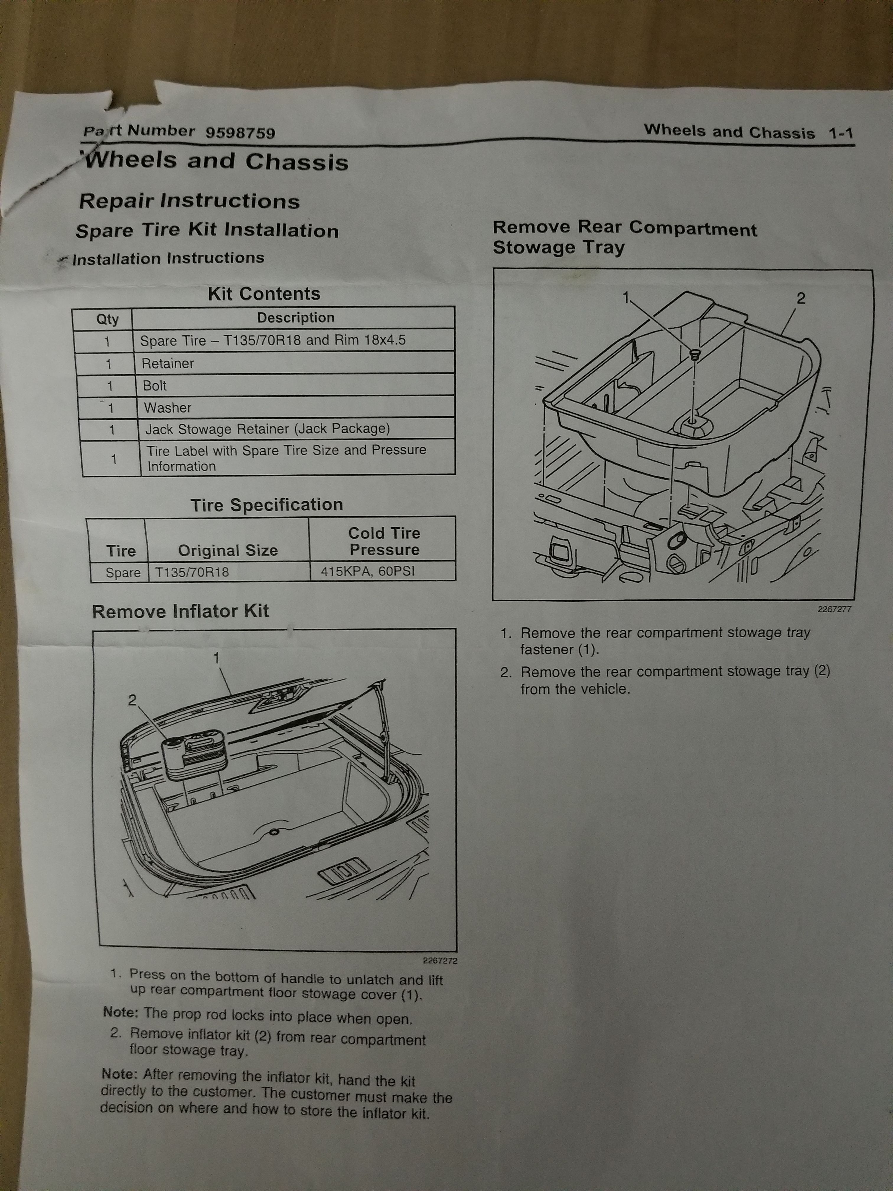 Cadillac SRX 20102015 Full Spare & Tire kit for Sale in Savannah, GA OfferUp