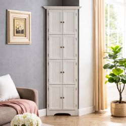 72” H White Tall Storage Cabinet with Doors and 4 Shelves [NEW] **Assembly Req** 