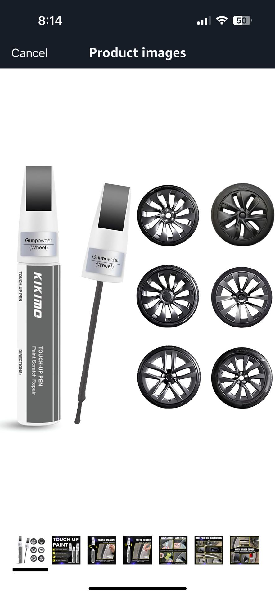 Gunpowder Rim Touch Up Paint for Tesla Model Y/3/S/X Gemini Dark/Uberturbine/Arachnid/Cybersteam/Turbine Wheel, 2 In 1 Wheel Scratches Repair with Pen