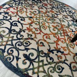 8’ Aloha Easy-care Barely Used Nourison Round Moroccan Modern Style Colorful Indoor/Outdoor Rug