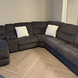 Dark Gray 5 Sectional Recliner L Shape Sofa $900