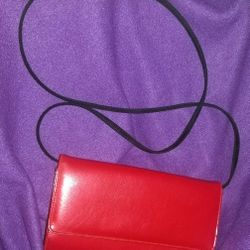Women's Kathie Lee Collection Crossbody Red With Black Strap Clutch/Purse