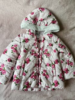 Little Me Pink Rose Puffer Jacket Size 3T