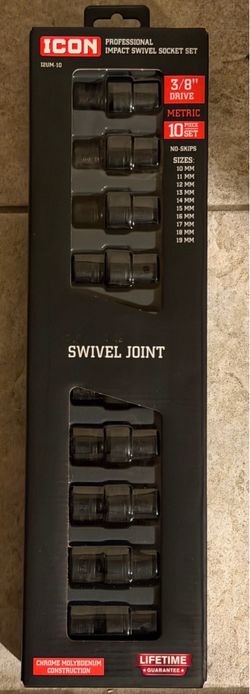 ICON 3/8 in. Drive Metric Impact Swivel Socket Set, 10-Piece