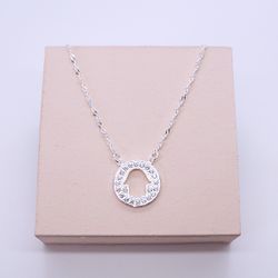 Fatima Hand Pendant Necklace with Zirconia # 45CM White