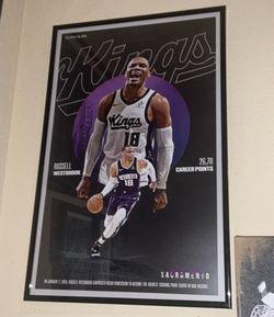 Sacramento Kings Russell Westbrook 26,7111 Points NBA Record Poster Limited 15,974 /18,500 Framed Limited Edition