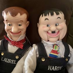 Vintage Laurel & Hardy Pair of Ventriloquist Dummy Dolls — 24"
