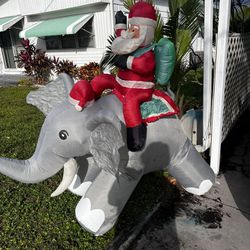 Inflatable Santa On Elephant