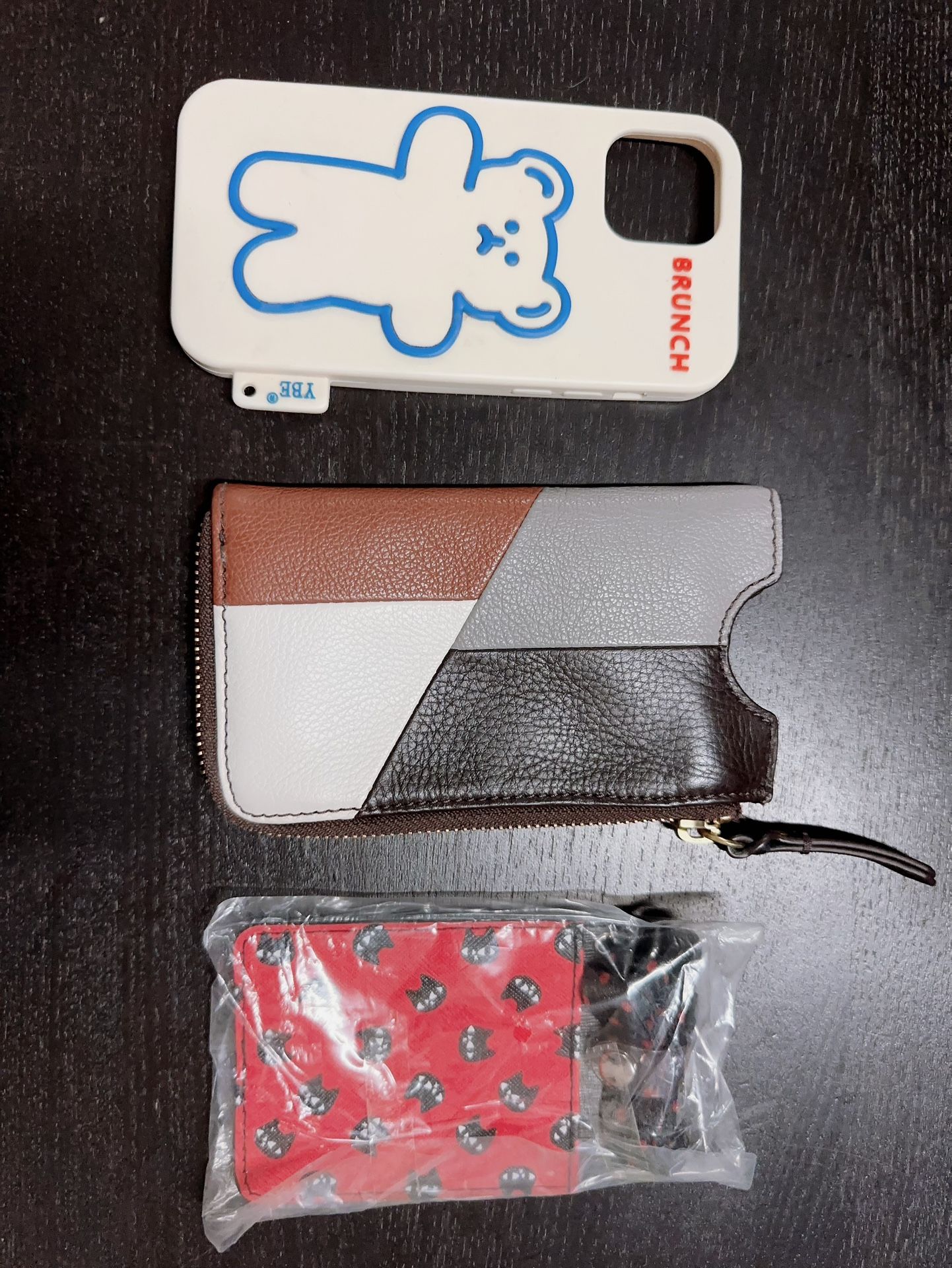 Second-hand mobile phone case, coin purse and card holder 3-piece set