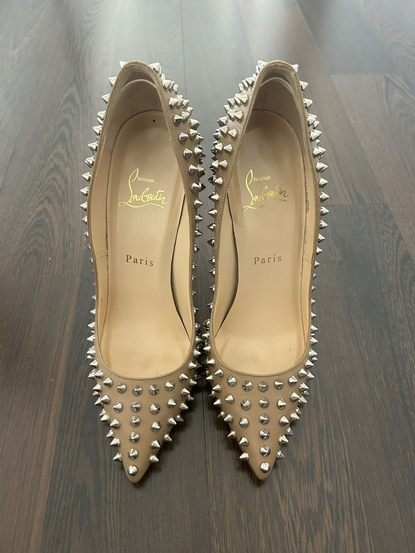 Christian Louboutin Spike Accents Leather Pumps