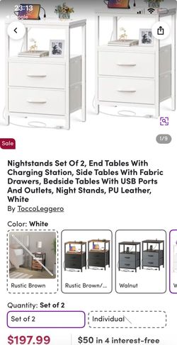 White Night Stand with 2 Tier Fabric Drawers, Modern Bedside Table Storage & Open Wood Shelves, Stylish End Table for Bedroom