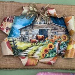 Farm Scene With Sunflowers