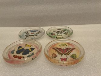 GLASS BUTTERFLY CUP HOLDER SET OF 4
