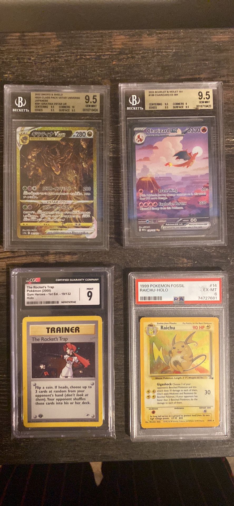 4 Pokémon Cards Vintage / Modern Graded