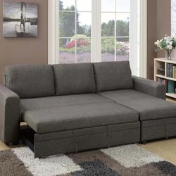 Brand New Grey Sectional Sofa Storage Sleeper 