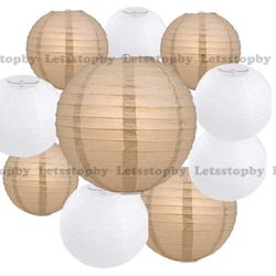 Brand new 10 packs Round Mixed Sized Paper Lanterns for wedding birthday baby shower graduation event home party decoration DIY art craft supplies