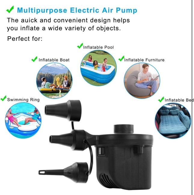 Newpol Inflatable Bed Pump, Electric Air Pump(100 Gallon/Min) for Air Mattress Beds, Inflatable Swimming Pools, Swimming Ring
