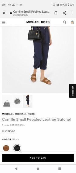 Camille small pebbled outlet leather satchel black