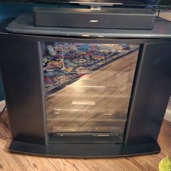Black Corner TV stand with glass door