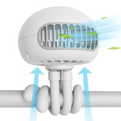 Jellyfish Fan Portable Bladeless Fan, Rechargeable Personal Desk Fan with Flexible Tripod, 3 Speed 60° Rotatable USB Handheld Fan for Car Seat, Bike, 