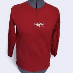Vtg Y2K Mossimo Long Sleeve T-Shirt Red Skate Double-Sided Spellout Unisex Sz L