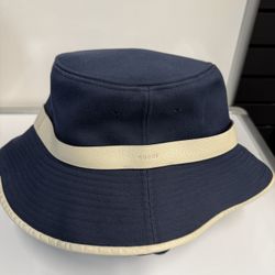 Gucci Blue & White Bucket Hat w/ Navy Drawstring – Designer Streetwear  