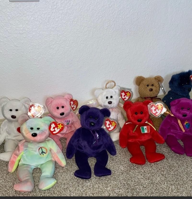 TY Beanie Babies Bear Collection Lot Of 9 Bears