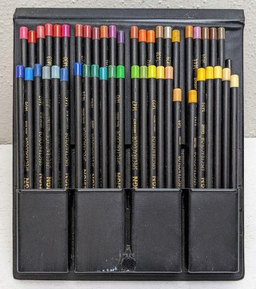 Vintage Design Spectracolor 48 Colored Pencils with Case RARE Complete