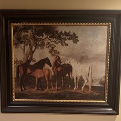 Large Horse Antique Gold Framed Art