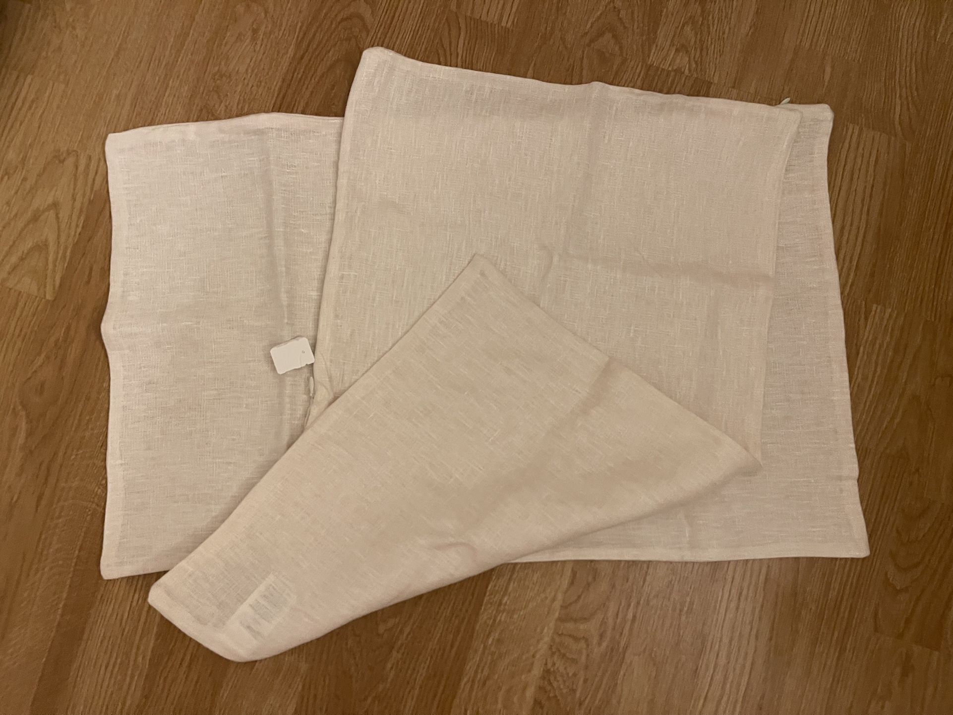 2 New Pottery Barn White Flax Linen Standard Pillow Covers
