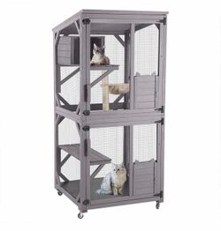 Air22-LX Outdoor Cat Catio AIR22, Cat House for 2–3 Cats, Connects to Window or Cat Door