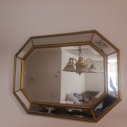 Octagonal Gold Frame Wall Mirror