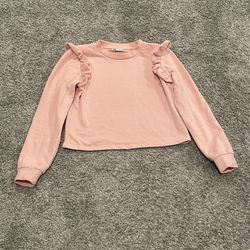 Zara Light Pink Ruffled Sweater Size S