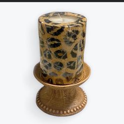Animal Print Candle With Holder Brand New