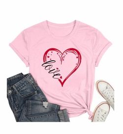 New women pink shirt with heart love size XXL