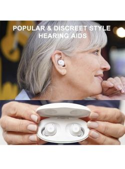 OTC Hearing Aids Rechargeable for Seniors with Intricon® Digital Chip, 6 Levels & 4 Modes,Auto Turn On&Off, Noise Reduction, Great Gift, White
