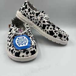 NEW Hey Dude Women’s 11 Wendy Milky Way Shoes B & W Cow Print Loafers NWT