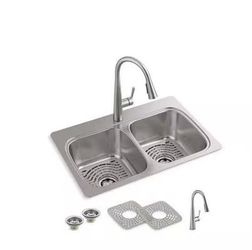 Kohler Verse Stainless Steel 33 in. Double Bowl Drop-In Kitchen Sink