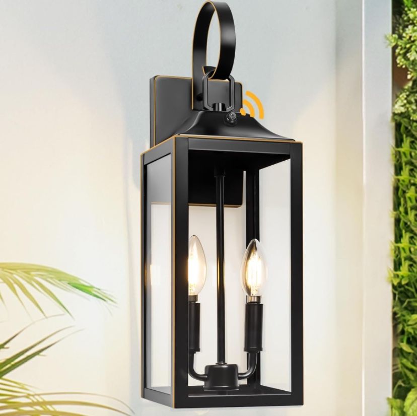 Black Outdoor Wall Light Fixture with sensor - New
