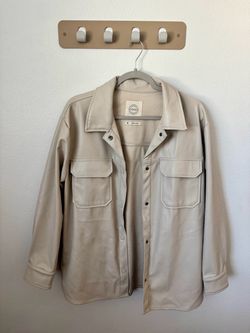 Stoosh Women's Beige Faux Leather Jacket Medium