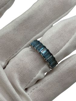 Silver blue stone ring #32299
